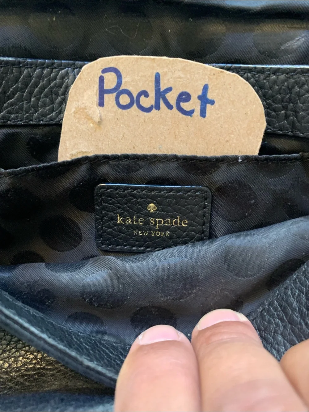 kate spade Black Pebbled Leather Crossbody with Gold Plaque